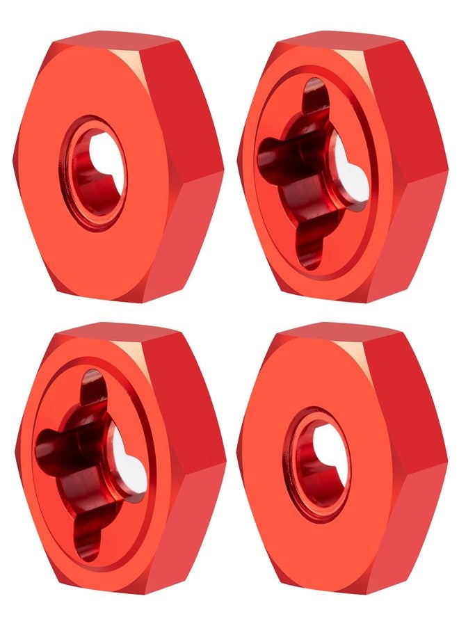 مجموعة محاور عجلات سداسية من الألومنيوم من LSG مكونة من 4 قطع لسيارة Arrma 1/18 Granite Typhon Grom RC (أحمر) - Image 1